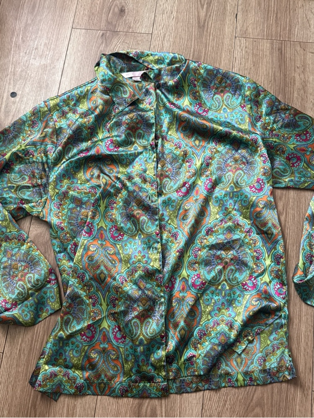 Victoria's Secret Green Multi Paisley Satin-Feel